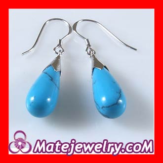 925 Sterling Silver Charm Earring Drop Turquoise Stone