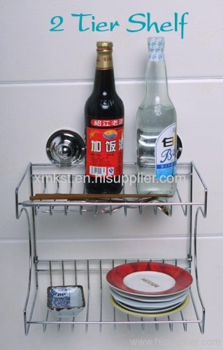 chrome plated double rack shelf with suction cup