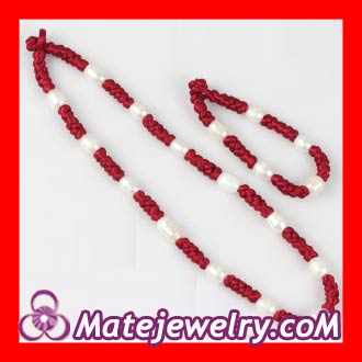 Wholesale Fashion Pearl Jewelry Set with 43cm Knit Necklace and 19cm Knit Bracelet