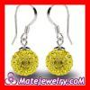 10mm Yellow Czech Crystal Ball Sterling Silver Hook Earrings Wholesale