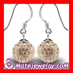 10mm Pink Czech Crystal Ball Sterling Silver Hook Earrings Wholesale