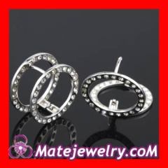 Sterling Silver Fashion CZ Huggie Double Hoop Earrings