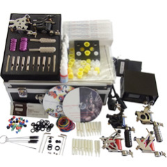 Tattoo Kit 6 Gun Machine With Power Supply Grips Cleaning Brush Ink Needles