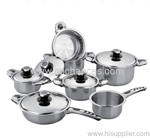 12Pcs Stainless Steel Cookware Set&Kitchenware Set&Pot Set&Wok Set