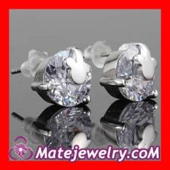 Sterling Silver Mickey Head CZ Stud Earrings