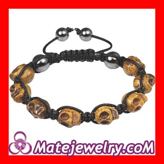 Chan Luu Brown Turquoise Skull Head Ladies String Bracelets with Hemitite