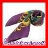 Purple Border Printed Floral Silk Scarf 50X50cm Small Square Satin Pure Silk Scarves