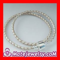 44cm Charm Jewelry Champagne Braided Leather Bracelet