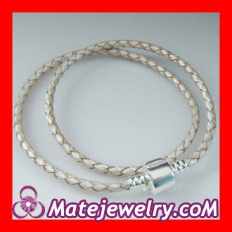 44cm Charm Jewelry Champagne Braided Leather Bracelet