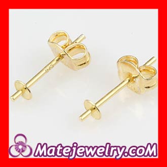 Gold Plated Sterling Silver Stud Earring Component Findings