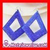 Basketball Wives Diamond Bamboo Blue Crystal Hoop Earrings Wholesale