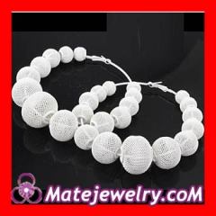 90mm White Basketball Wives Mesh Hoop Earrings Wholesale