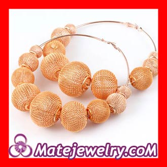 90mm Gold Basketball Wives Mesh Hoop Earrings Wholesale