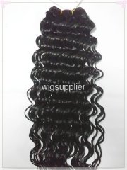 Human Hair Weft,Deep Wave Natural Black,14-18