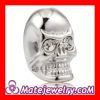 8×14mm Rhodium plated Sterling Silver Skull Head Bead with Clear Crystal stone