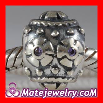 european Easter Decorative Egg Beads with Purple CZ Stone fit Bracelet