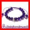 Handmade Nialaya shamballa style Charm Bracelet Purple Agate and Sterling Silver Beads