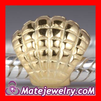 Gold Plated Shell Sterling Silver Charm Beads fit Largehole Jewelry Bracelet