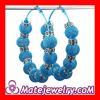 80mm Blue Basketball Wives Mesh Hoop Earrings With Spacer Beads Wholesale