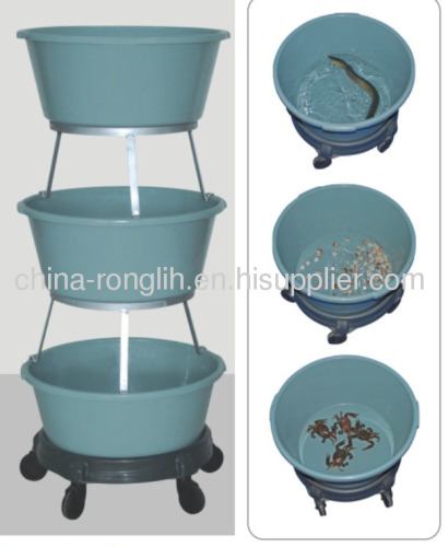 Open style Mobile Plastic shelving ( Three basins )