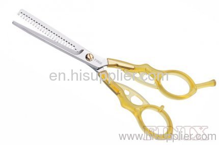 Special Design Clear Yellow Plastic Grip Salon Thinning Scissors