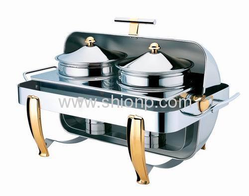 Rectangle soup station with brass legs