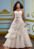 GEORGE BRIDE Satin Strapless Sweetheart Tiered Beaded Plus Size Wedding Dress
