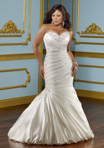GEORGE BRIDE Mermaid Sweetheart Satin Plus Size Wedding Dress