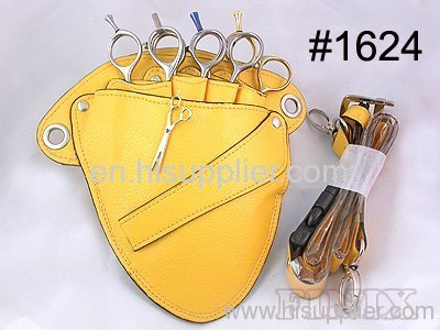 Superior 4 pairs of scissors Yellow Leather Scissor Holster