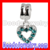 Sterling Silver european Heart Dangle Charms With Stone Wholesale