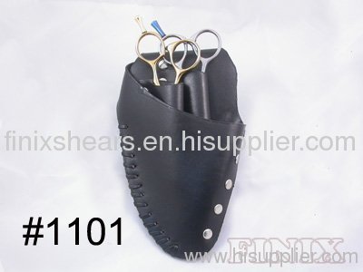 2 Pairs of Scissors Black Leather Scissors Holster