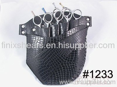 Superior 4 pairs of scissors Black Leather Scissor Holster