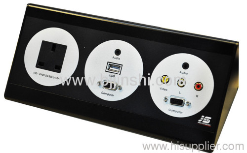 Tabletop socket outlet with multimedia sockets