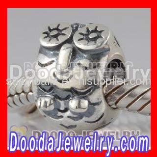 Cheap european Silver Owl Charms Beads