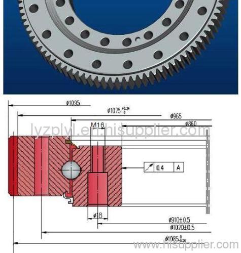 single row four point contact ball slewing bearing with external gear