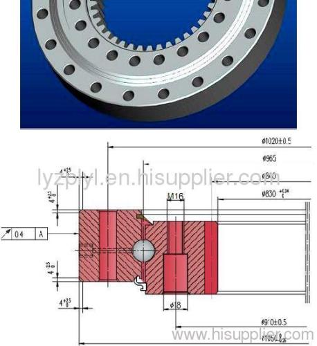 single row four point contact ball slewing bearing with internal gear