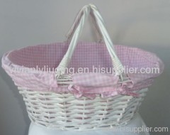white gift wicker basket