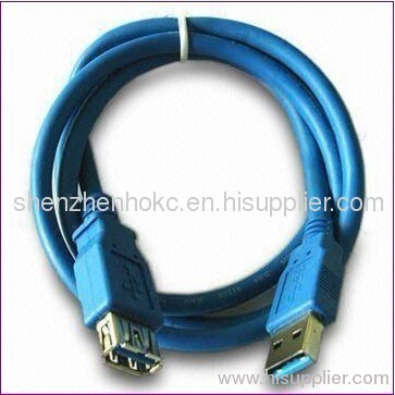 USB to USB Extension Cable with Gold-/Nickel-plated Plug and PVC Jacket