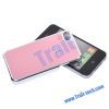 Leather Coated Hard Case for iPhone 4S/iPhone4 with Chormed Edge (Pink)