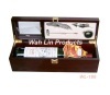 wooden box with wine accessories