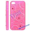 Transparent Waves Pattern with Diamonds Plastic Hard Case Cover for iPhone 4S (Pink)