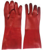 Red PVC sandy finsh glove