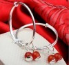 Baby and children's silver bracelets with red crystal charms
