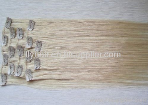 Top quality 100% remy human clip in hair extension