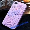 3D Design Relief Bloom Hard Case for iPhone 4 / iPhone 4S (Baby Purple)