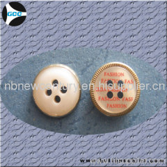 Plastic button with metal ring with Logo Button