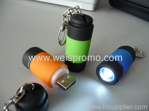 USB keychain light with USB charger