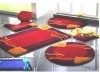 Red color acrylic shaggy bathroom mats set