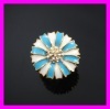 18k gold plating white and blue flower shape ring