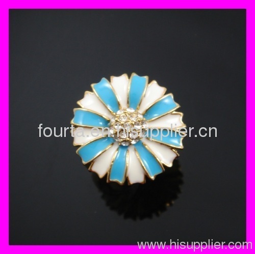 18k gold plating white and blue flower shape ring